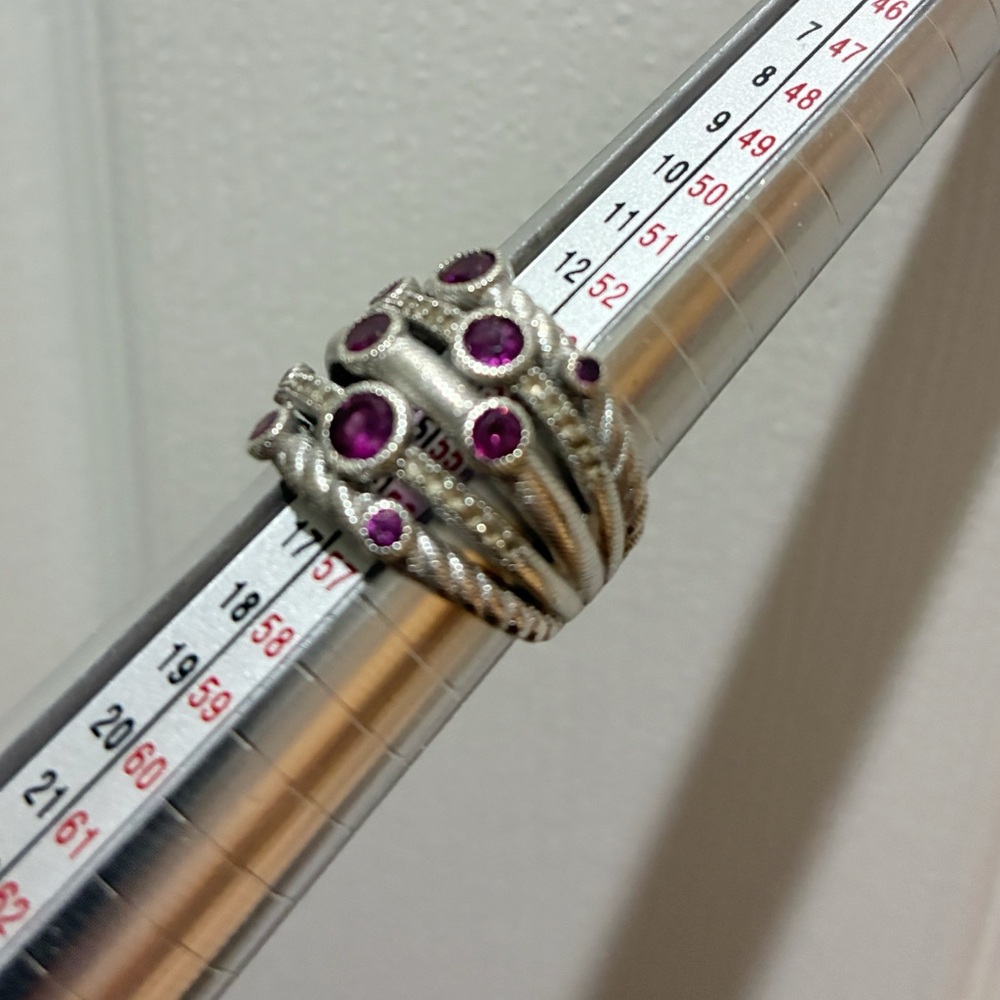 Judith Ripka Rhodolite Garnet Sterling Ring - Picture 3 of 4